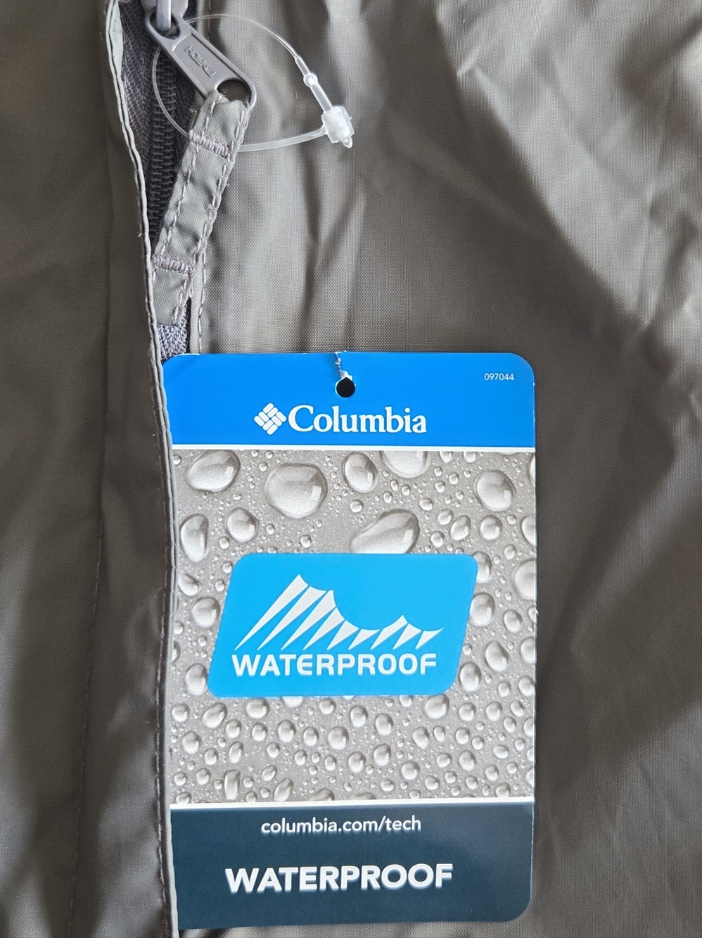 columbia grey waterproof jacket | size large | stowable hood nwt rain shell - Picture 4 of 12